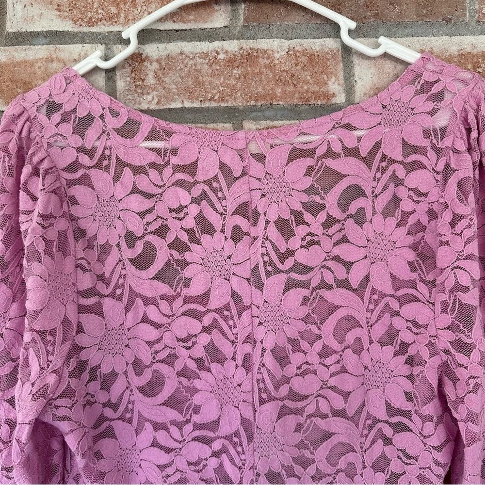 Intimately Free People Long Distance Floral Lace Shirt Women’s Large Pink Angel - Picture 9 of 10